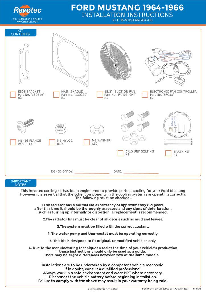 Fitting Instructions 1